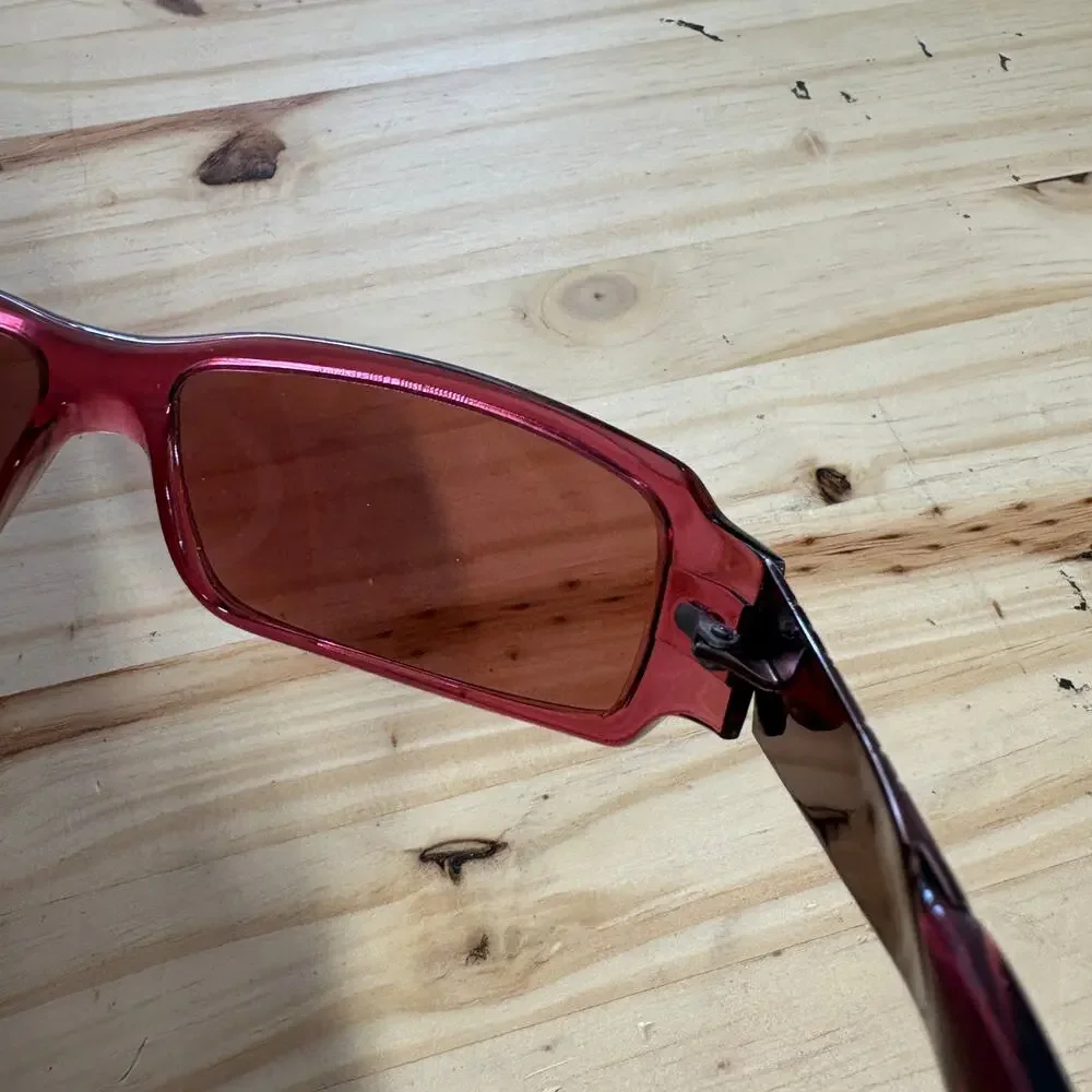 Burberry by Safilo Red Narrow Rectangular Y2K Sunglasses Vintage Red - Picture 5 of 11